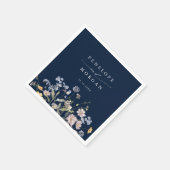 Navy Spring Wildflower Meadow Garden Bruiloft Servet (Hoek)