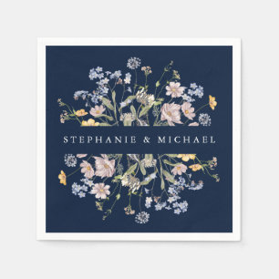 Navy Spring Wildflower Meadow Garden Bruiloft Servet