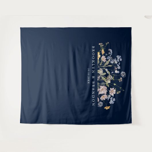 Navy Spring Wildflower Meadow Garden Bruiloft Wandkleed (Voorkant (horizontaal))
