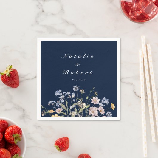 Navy Spring Wildflower Meadow Garden Wedding Napk Servet (Insitu)