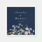 Navy Spring Wildflower Meadow Garden Wedding Napk Servet (Voorkant)