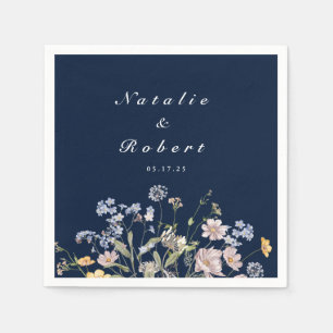 Navy Spring Wildflower Meadow Garden Wedding Napk Servet