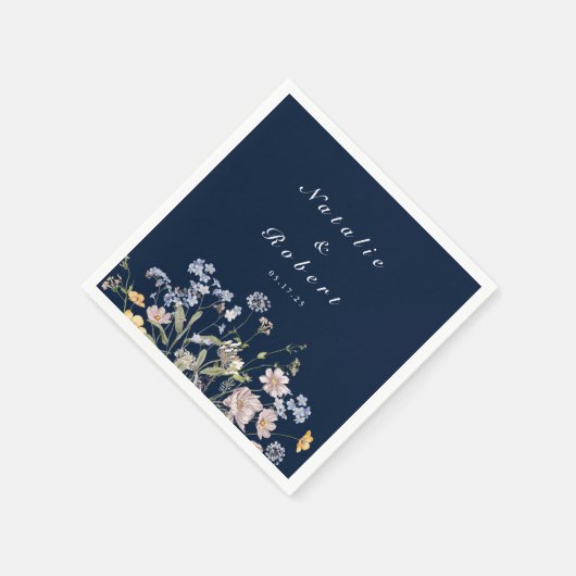 Navy Spring Wildflower Meadow Garden Wedding Napk Servet (Hoek)