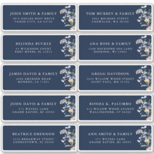 Navy Spring Wildflower Meadow Gast Naam Adres Sticker