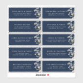 Navy Spring Wildflower Meadow Gast Naam Adres Sticker (Vel)