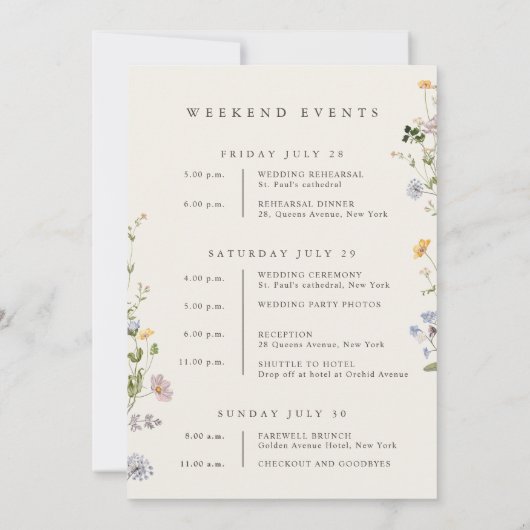 Navy Spring Wildflower Weekend Evenementen Program Kaart (Achterkant)