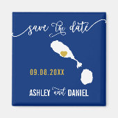 Navy St. Kitts en Nevis Wedding Save the Date Map Magneet (Voorkant)