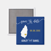 Navy St. Lucia Wedding Save the Date Map Magneet (Voorkant / Achterkant)