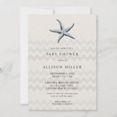 Navy Starfish Beach Ocean Theme Baby shower Kaart (Voorkant)