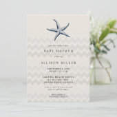Navy Starfish Beach Ocean Theme Baby shower Kaart (Staand voorkant)