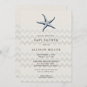 Navy Starfish Beach Ocean Theme Baby shower Kaart