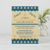 Navy Starfish Beach - Uitnodiging verlovingsfeest (Staand voorkant)