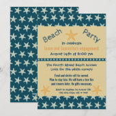 Navy Starfish Beach - Uitnodiging verlovingsfeest (Voorkant / Achterkant)
