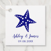 Navy Starfish Bruiloft Gift Label Strand Bruiloft  (Voorkant)