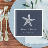 Navy Starfish bruiloft Servet