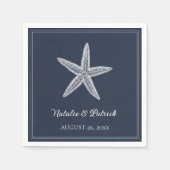Navy Starfish bruiloft Servet (Voorkant)