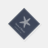 Navy Starfish bruiloft Servet (Hoek)