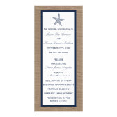Navy Starfish Burlap Beach huwelijksprogramma Reclamekaart (Voorkant)