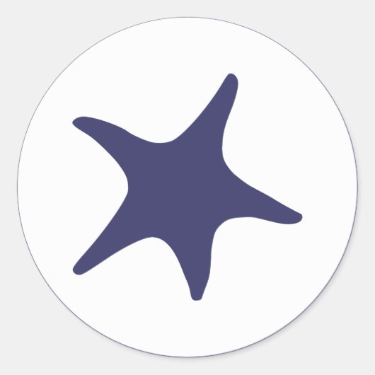 Navy Starfish Ronde Sticker (Voorkant)