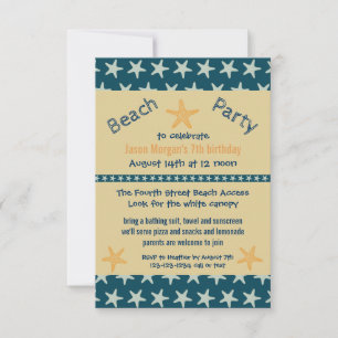 Navy Starfish Strand - 3x5 verjaardagsfeest uitnod Kaart