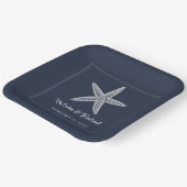 Navy Starfish Trouwpapier Borden Papieren Bordje (Gebogen)