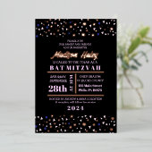 Navy Stars Bar Bat Mitzvah Invitation Gold Inlay Folie Uitnodiging (Staand Voorkant)
