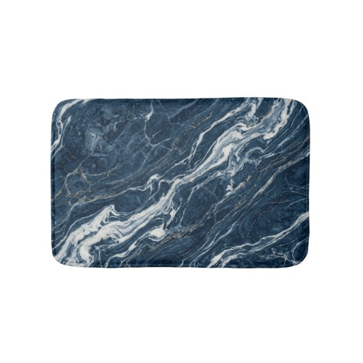 Navy Steen Marmer Elegante Schone Uitstraling Badmat (Voorkant)