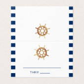 Navy Steering Wheel Nautical Wedplace Card Kaart (Buitenkant ongevouwen)