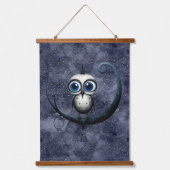 Navy Sterrennacht Abstract Nachtvogel Moon Sitting Hangend Wandkleed (Voorkant)