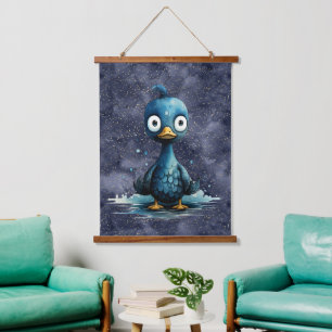 Navy Sterrennacht Schattige Blauw Abstract Duck Hangend Wandkleed
