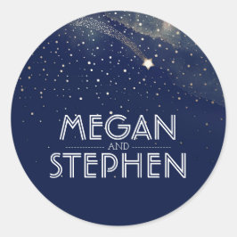 Navy Sterrennacht Shooting Star Wedding Ronde Sticker