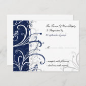 Navy Stijlvolle bruiloft RSVP (Voorkant / Achterkant)