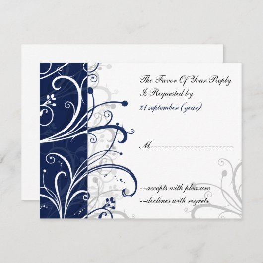 Navy Stijlvolle bruiloft RSVP (Voorkant / Achterkant)