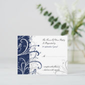 Navy Stijlvolle bruiloft RSVP Kaartje (Staand voorkant)