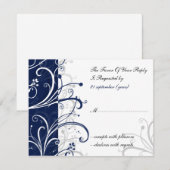 Navy Stijlvolle bruiloft RSVP Kaartje (Voorkant / Achterkant)