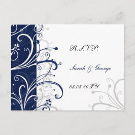 Navy Stijlvolle bruiloft RSVP Uitnodiging Briefkaart