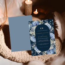 Navy Stofblauw Bloemige Lente Bloeiende Trouw