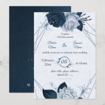 Navy & Stoffige Blauwe Bloemen Geometrische Bruilo