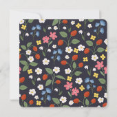 Navy Strawberry eerste verjaardag uitnodiging (Achterkant)