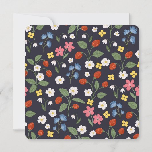 Navy Strawberry eerste verjaardag uitnodiging (Achterkant)