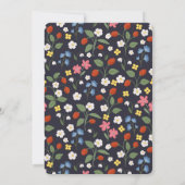 Navy Strawberry eerste verjaardag uitnodiging (Achterkant)