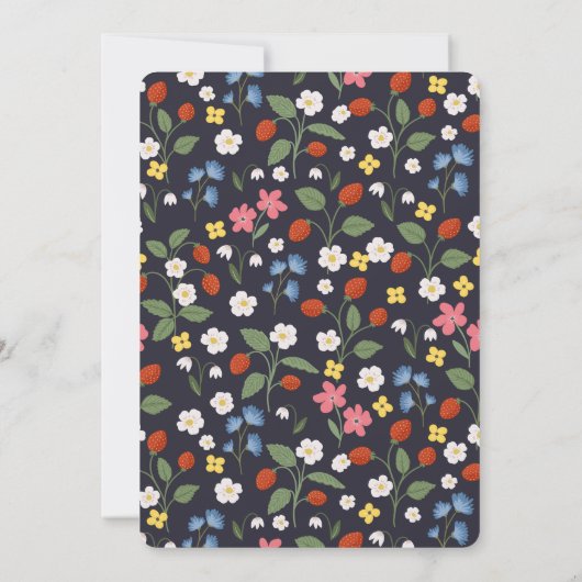 Navy Strawberry eerste verjaardag uitnodiging (Achterkant)