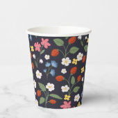 Navy Strawberry verjaardag Papieren Bekers (Links)