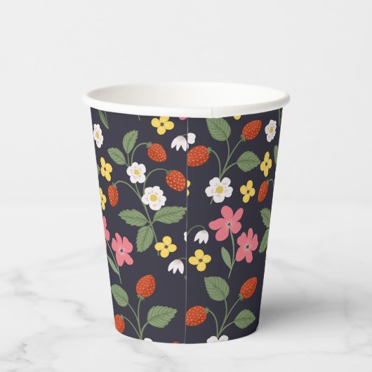 Navy Strawberry verjaardag Papieren Bekers (Rechts)