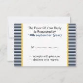 Navy strepen, anker, nautische bruiloft RSVP 3.5 x Kaartje (Achterkant)