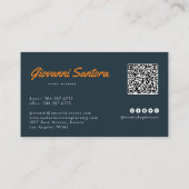 Navy Strepen | De moderne heren QR-code Visitekaartje (Achterkant)