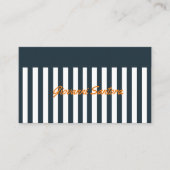 Navy Strepen | De moderne heren QR-code Visitekaartje (Voorkant)