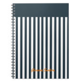 Navy Strepen | Het Moderne Herenmonogram Notitieboek (Voorkant)