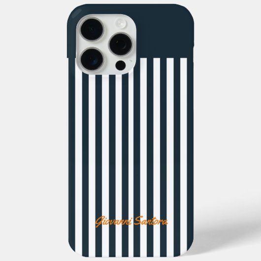 Navy Strepen | Het Moderne Monogram voor Heren Case-Mate iPhone Case (Achterkant)