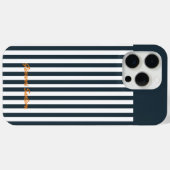 Navy Strepen | Het Moderne Monogram voor Heren Case-Mate iPhone Case (Achterkant (horizontaal))